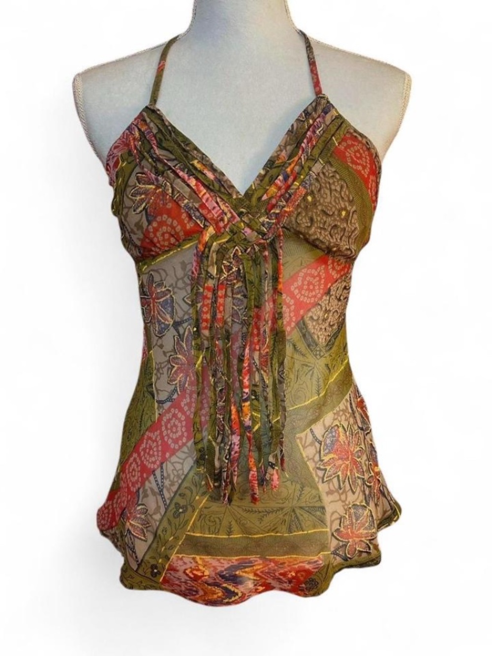 Charlotte Russe Boho Patchwork Halter Top